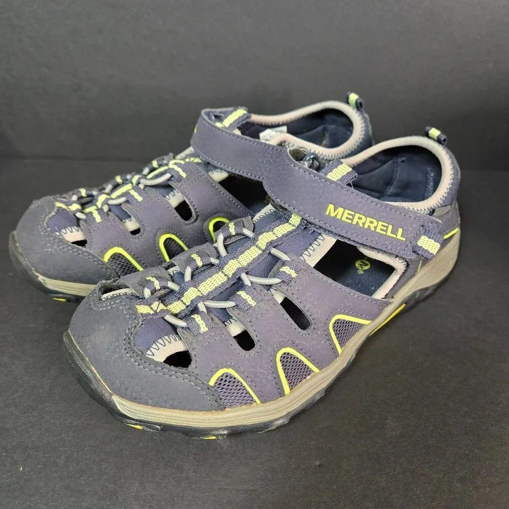 Merrell Boys Hydro H2O Sandals Size 4M Navy & Yellow Durable Athletic Footwear
